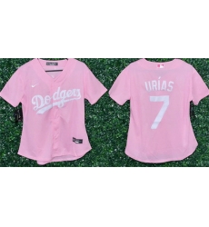 Youth Los Angeles Dodgers 7 Julio Urias Pink Stitched Baseball Jersey