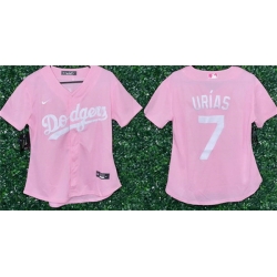 Youth Los Angeles Dodgers 7 Julio Urias Pink Stitched Baseball Jersey