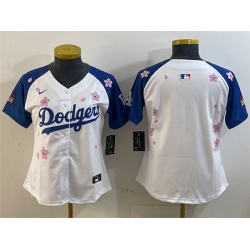 Youth Los Angeles Dodgers Blank White Royal 2025 Tokyo Series Limited Stitched Baseball Jersey