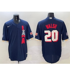 Men Los Angeles Angels 20 Jared Walsh 2021 Navy All Star Cool Base Stitched Baseball Jersey
