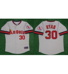Men Los Angeles Angels Nolan Ryan #30 Majestic Gray Stitched MLB Jersey