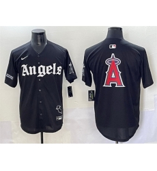Men Los Angeles Angels Team Big Logo Black  27Gothic Halo Edition 27 Vapor Limited Stitched Baseball Jersey 1