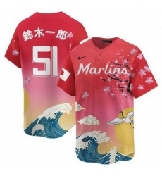 Men Miami Marlins 51 Ichiro Suzuki Pink Japanese Heritage Night 2025 Limited Baseball Jersey Men Miami Marlins 51 Ichiro Suzuki Pink Japanese Heritage Night 2025 Limited Baseball Jersey
