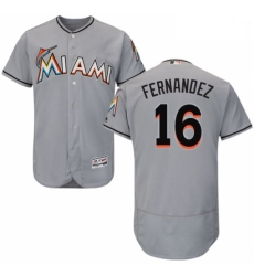 Mens Majestic Miami Marlins 16 Jose Fernandez Grey Road Flex Base Authentic Collection MLB Jersey Mens Majestic Miami Marlins 16 Jose Fernandez Grey Road Flex Base Authentic Collection MLB Jersey