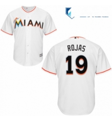 Mens Majestic Miami Marlins 19 Miguel Rojas Replica White Home Cool Base MLB Jersey Mens Majestic Miami Marlins 19 Miguel Rojas Replica White Home Cool Base MLB Jersey