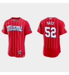 Miami Marlins 52 Anthony Bass Men Nike 2021 City Connect Authentic MLB Jersey Red