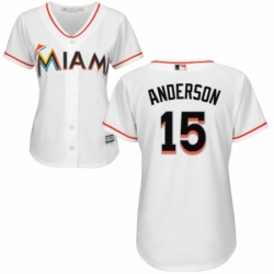 Womens Majestic Miami Marlins 15 Brian Anderson Authentic White Home Cool Base MLB Jersey 