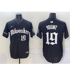 Men Milwaukee Brewers 19 Robin Yount Black  27Gothic 414 Shadows Edition 27 Vapor Premier Limited Stitched Jersey