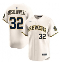 Men Milwaukee Brewers 32 Jacob Misiorowski Cream 2025 Limited Stitched Baseball Jersey