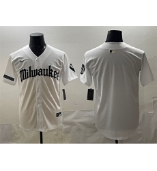 Men Milwaukee Brewers Blank White  Gothic 414 Shadows Edition Vapor Premier Limited Stitched Jersey