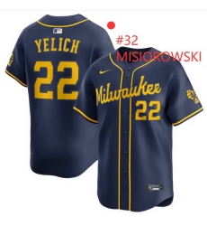 Men Milwaukee Brewers Brewers Misiorowski #32 Blue Color Stitched MLB jersey