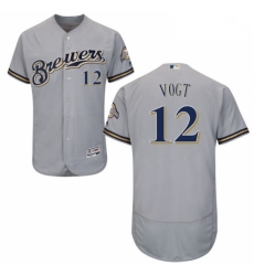 Mens Majestic Milwaukee Brewers 12 Stephen Vogt Grey Flexbase Authentic Collection MLB Jersey Mens Majestic Milwaukee Brewers 12 Stephen Vogt Grey Flexbase Authentic Collection MLB Jersey