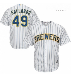 Mens Majestic Milwaukee Brewers 49 Yovani Gallardo Replica White Alternate Cool Base MLB Jersey Mens Majestic Milwaukee Brewers 49 Yovani Gallardo Replica White Alternate Cool Base MLB Jersey