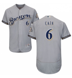 Mens Majestic Milwaukee Brewers 6 Lorenzo Cain Grey Road Flex Base Authentic Collection MLB Jersey Mens Majestic Milwaukee Brewers 6 Lorenzo Cain Grey Road Flex Base Authentic Collection MLB Jersey