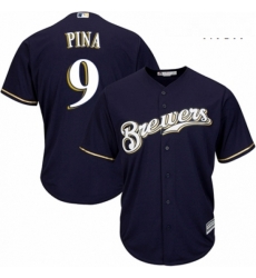 Mens Majestic Milwaukee Brewers 9 Manny Pina Replica White Alternate Cool Base MLB Jersey Mens Majestic Milwaukee Brewers 9 Manny Pina Replica White Alternate Cool Base MLB Jersey