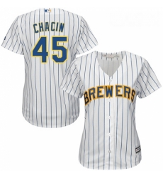 Womens Majestic Milwaukee Brewers 45 Jhoulys Chacin Replica White Alternate Cool Base MLB Jersey Womens Majestic Milwaukee Brewers 45 Jhoulys Chacin Replica White Alternate Cool Base MLB Jersey