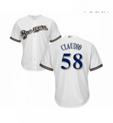 Youth Milwaukee Brewers 58 Alex Claudio Replica White Alternate Cool Base Baseball Jersey Youth Milwaukee Brewers 58 Alex Claudio Replica White Alternate Cool Base Baseball Jersey