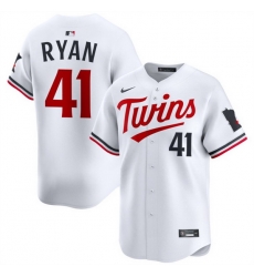 Men Minnesota Twins 41 Joe Ryan White 2024 Home Limited Stitched Baseball Jersey