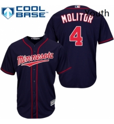 Youth Majestic Minnesota Twins 4 Paul Molitor Authentic Navy Blue Alternate Road Cool Base MLB Jersey Youth Majestic Minnesota Twins 4 Paul Molitor Authentic Navy Blue Alternate Road Cool Base MLB Jersey