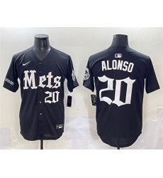 Men New York Mets 20 Pete Alonso Black  27Gotham Gothic Edition 27 Vapor Premier Limited Stitched Baseball Jersey