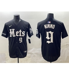 Men New York Mets 9 Brandon Nimmo Black  27Gotham Gothic Edition 27 Vapor Premier Limited Stitched Baseball Jersey
