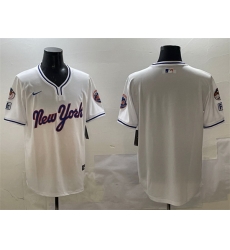 Men New York Mets Blank White 2025 Spring Training Stitched Baseball Jersey