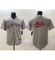 Men New York Mets Team Big Logo Grey 2025 Limited Stitched Baseball Jersey 1