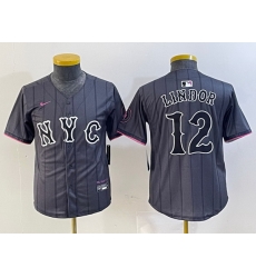 Youth New York Mets 12 Francisco Lindor Graphite 2024 City Connect Limited Stitched Baseball Jersey 9 Youth New York Mets 12 Francisco Lindor Graphite 2024 City Connect Limited Stitched Baseball Jersey 9