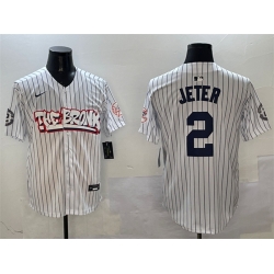 Men New York Yankees 2 Derek Jeter White Bronx Graffiti Vapor Limited Stitched Baseball Jersey