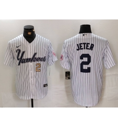 Men New York Yankees 2 Derek Jeter White Cool Base Stitched Baseball Jersey 2 Men New York Yankees 2 Derek Jeter White Cool Base Stitched Baseball Jersey 2