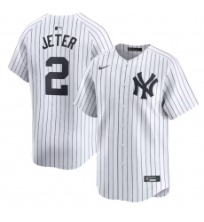 Men New York Yankees 2 Derek Jeter White Cool Base Stitched Baseball Jersey