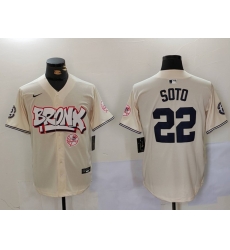 Men New York Yankees 22 Juan Soto Cream The Bronx Graffiti V2 Vapor Limited Stitched Baseball Jersey Men New York Yankees 22 Juan Soto Cream The Bronx Graffiti V2 Vapor Limited Stitched Baseball Jersey