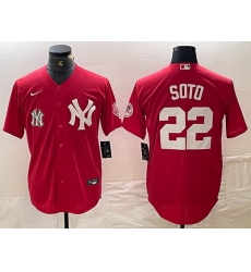 Men New York Yankees 22 Juan Soto Red Cool Base Stitched Baseball Jersey 3 Men New York Yankees 22 Juan Soto Red Cool Base Stitched Baseball Jersey 3