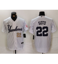 Men New York Yankees 22 Juan Soto White Cool Base Stitched Baseball Jersey 2 Men New York Yankees 22 Juan Soto White Cool Base Stitched Baseball Jersey 2