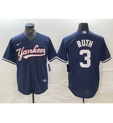 Men New York Yankees 3 Babe Ruth Navy Cool Base Stitched Baseball Jersey Men New York Yankees 3 Babe Ruth Navy Cool Base Stitched Baseball Jersey