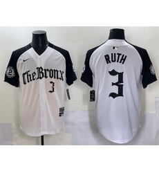 Men New York Yankees 3 Babe Ruth White Black  27Gothic Legacy Edition 27 Vapor Premier Limited Stitched Baseball Jersey
