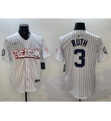Men New York Yankees 3 Babe Ruth White Bronx Graffiti Vapor Limited Stitched Baseball Jersey
