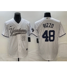 Men New York Yankees 48 Anthony Rizzo White With Patch Cool Base Stitched Baseball Jersey Men New York Yankees 48 Anthony Rizzo White With Patch Cool Base Stitched Baseball Jersey