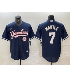 Men New York Yankees 7 Mickey Mantle Navy With Patch Cool Base Stitched Baseball Jersey Men New York Yankees 7 Mickey Mantle Navy With Patch Cool Base Stitched Baseball Jersey