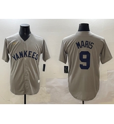 Men New York Yankees 9 Roger Maris Grey Cool Base Stitched Baseball Jersey