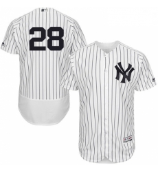 Mens Majestic New York Yankees 28 Austin Romine White Home Flex Base Authentic Collection MLB Jersey