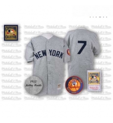 Mens Mitchell and Ness 1952 New York Yankees 7 Mickey Mantle Authentic Grey Throwback MLB Jersey