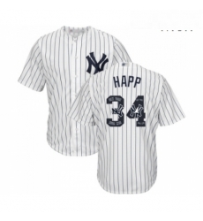 Mens New York Yankees 34 JA Happ Authentic White Team Logo Fashion Baseball Jersey Mens New York Yankees 34 JA Happ Authentic White Team Logo Fashion Baseball Jersey
