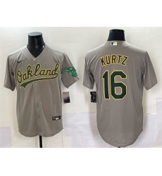 Men Oakland Athletics 16 Nick Kurtz Grey Cool Base Stitched Baseball Jersey