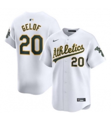 Men Oakland Athletics 20 Zack Gelof White Home Limited Stitched Jersey