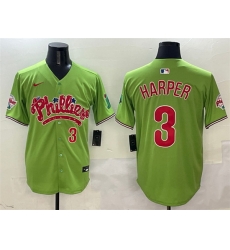 Men Philadelphia Phillies 3 Bryce Harper Light Green Phanatic Limited Stitched Jersey