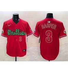 Men Philadelphia Phillies 3 Bryce Harper Red Phanatic Limited Stitched Jersey
