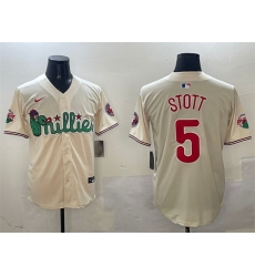 Men Philadelphia Phillies 5 Bryson Stott Cream Phanatic Limited Stitched Jersey