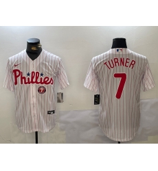 Men Philadelphia Phillies 7 Trea Turner White Cool Base Stitched Jersey 2