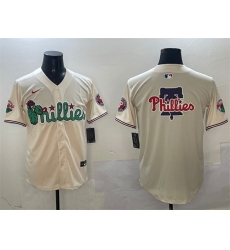 Men Philadelphia Phillies Team Big Logo Cream Phanatic Limited Stitched Jersey